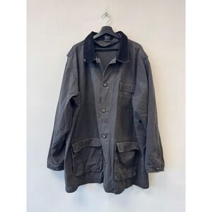 Vintage North Bay Apparel Barn Coat Mens 2XLT Gray Canvas Corduroy Collar 90s